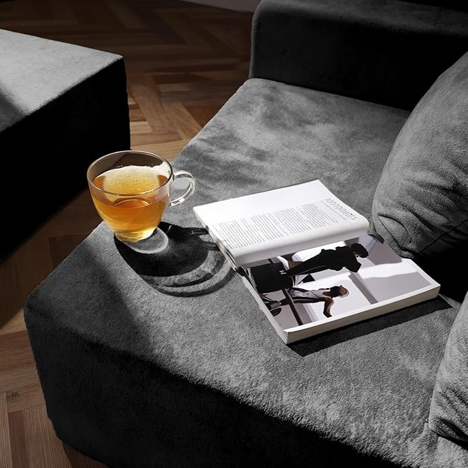 Sytopia 109 L-Shaped Cloud Couch Boneless Modular Sectional Sofa with Deep Seat for Living Room Bedroom Modern Floor Couch Chenille Comfy Sleeper Futon Sofa Bed 40D Foam Furniture Left Facing