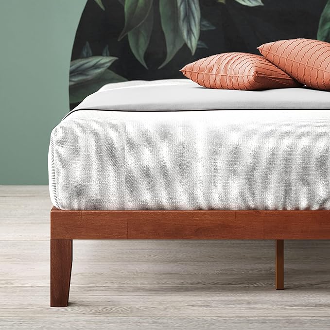 Zinus Wen Wood Platform Bed Frame/Solid Wood Foundation/Wood Slat Support/No Box Spring Needed/Easy Assembly Queen