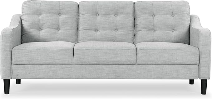 SAFAVIEH Couture Furniture Collection Nathaniel Light Grey Tufted 3-Seater Sofa