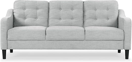 SAFAVIEH Couture Furniture Collection Nathaniel Light Grey Tufted 3-Seater Sofa