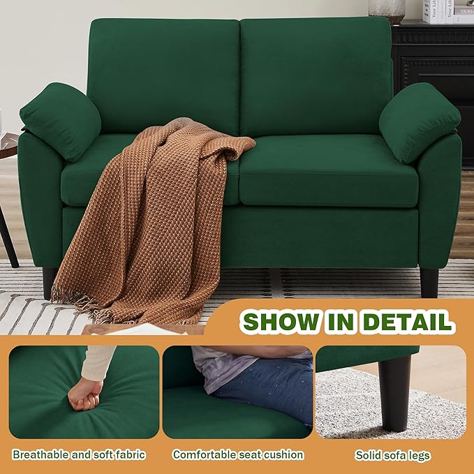 Convertible Sectional Sofa Set Modern L Shaped 3 Seat Sofa with Reversible Ottoman and Accent Chair Linen Sectional Couches for Living Room Green