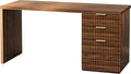 TIQLAB 55 One-Whole Piece Modern Executive Desk with Drawers Home Office Desk with File Cabinet for Letter&ampA4 Size Computer Writing Desk for Study Living Room Bedroom Black Walnut