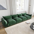 JACH Mid-Century Modern Large 4 Seater Couch Chenille Sectional Sofa 4 Seats Modular Couches with Thick Cushion 130 Plush Sofas Furniture for Living Room Bedroom Office Apartment Green