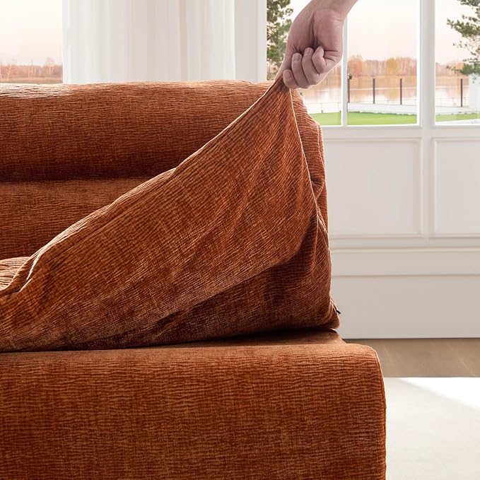 Accent Armless Chair Lazy Floor Seating Single Chair Sofa Lounger Leisure Accent Single Couch with Backrest for Living Room Bedroom Office Single Seat Orange