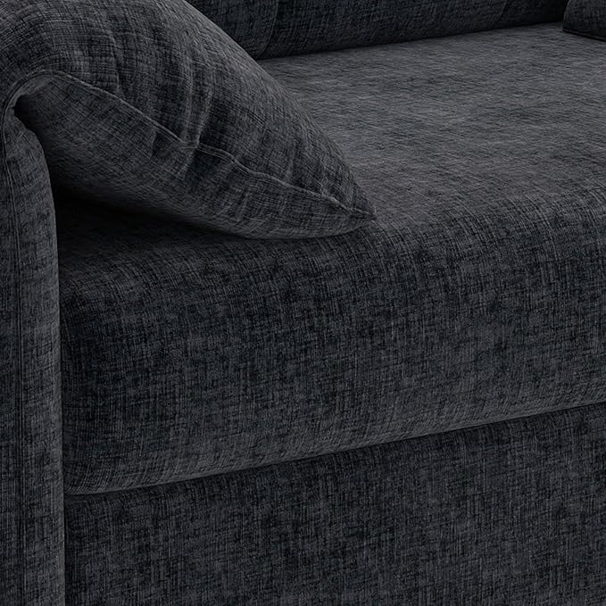 46 Oversized Accent Chairs Set of 2 with Padded Arms Comfy Chenille Fabric Living Room Bedroom Chairs Set of 2 Mid Century Modern Reading Chair with Pocket Spring Cushion (Dark Grey)
