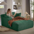 49.2 Oversized Chaise Lounge Chair Deep Seat Upholstered Cozy Cloud Couch Modern Corduroy Floor Sleeper Sofa Bed Reading Chair for Living Room Bedroom Apartment Office Indoor Green