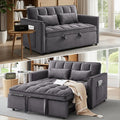 Dreamzie 3 in 1 Convertible Sleeper Sofa Bed Pull Out Couch for Living Room with Side Pocket Loveseat Sleeper with Adjustable Backrest (Fabric Dark Grey)