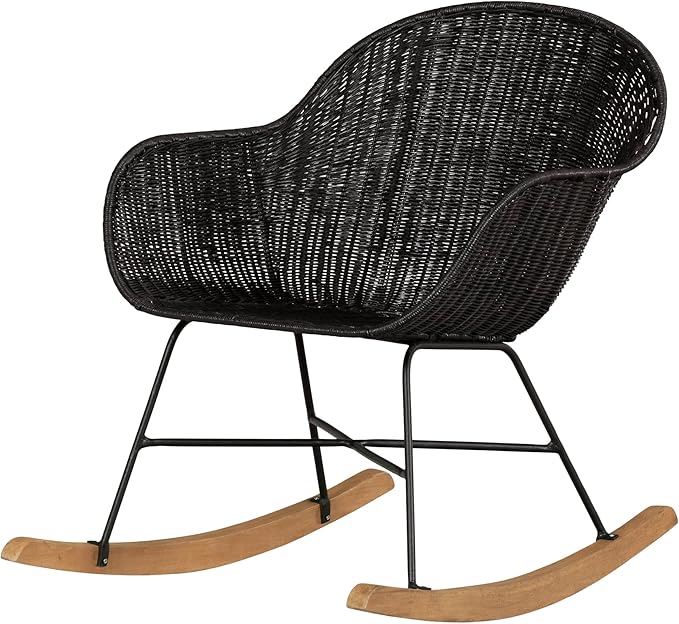 South Shore Balka Rocking Chair Black Rattan Bohemian Harmony