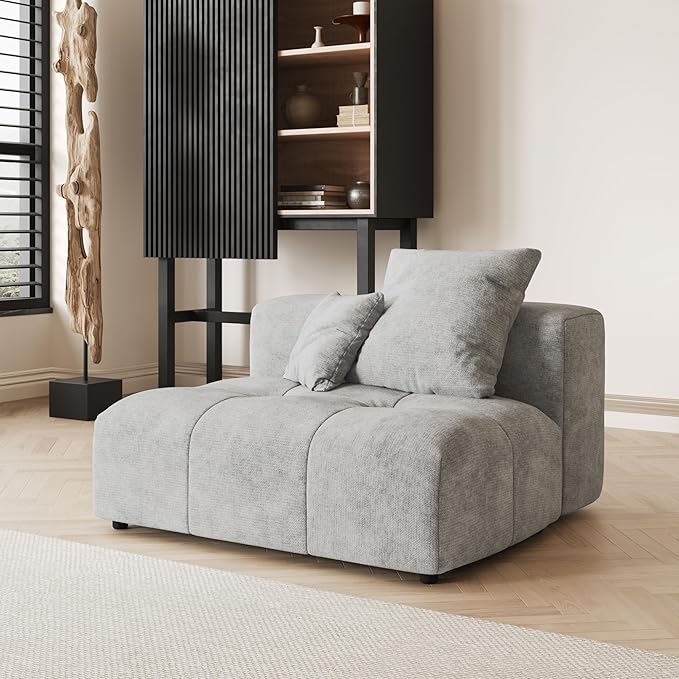 Modular Sectional Sofa Cloud Couch with Deep Seats Modern Sectional Couches for Living Room/Bedroom/Apartment Simple Assembly Gray Middle Modular