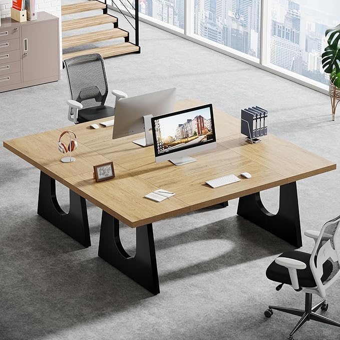 Tribesigns 70.86-Inch Executive Desk Large Computer Office Desk with Double Wood Pedestal Modern Simple Style Rectangle Writing Table for Home Office