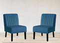 Reeso Mid Century Modern Accent Chairs Set of 2 with Minimalist Design Elegant Velvet Upholstery and Solid Wood Legs Ideal for Living Room or Bedroom Blue De France