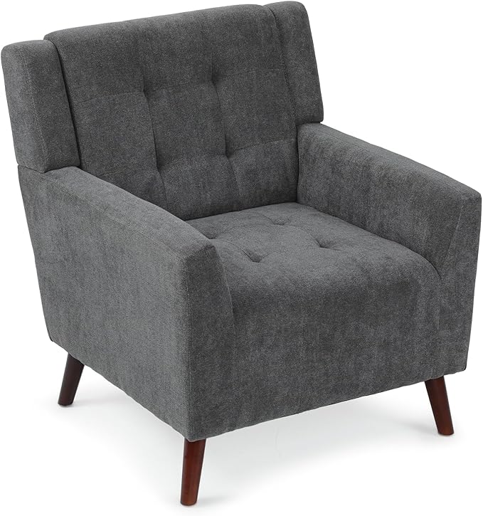 Dining Room ChairLiving Room Armless Chair Modern Design Fabric Armless Contemporary Accent Dining Chairs Sofa with Solid Wood Legs (Lava Gray)