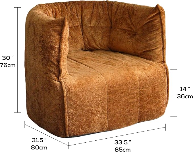 N&ampV Mid Century Brigantin Deep Relaxation Sofa Soft Premium Chenille for Living Room Bedroom and Office (Brown Single)