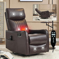 360°Rotating Heated Massage Chair with 8 Vibrating nodesComfortable Rocking Chaise Lounge with Black Metal Base Single Sofa for Living RoomBedroomOfficeDeep Brown Faux Leather