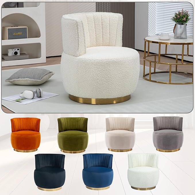 KINFFICT Velvet Swivel Accent Barrel Chair Set of 2 Mid Century Modern Arm Chair 360° Swivel Club Chairs Upholstered Comfy Single Sofa Chair Cozy Leisure Chair for Living Room Bedroom Lounge Hotel