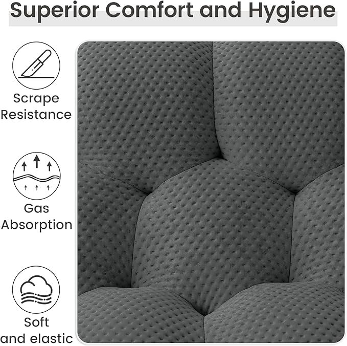 WJShome Modular Sectional SofaBubble Couch Set1 Seater+ OttomanModern Upholstered Bean Bag Sofa Couch Mesh Fabric Lazy Floor Chair Living Roon Sets (Dark Gray)