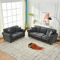 2-Piece Classic Chenille Living Room Sofa Set Chesterfield Sofa Set of 2 for Living Room - Traditional Rolled Arm Couch &amp Loveseat with Nailhead Trim Solid Wood Frame Earthy Tone Upholstery Gr