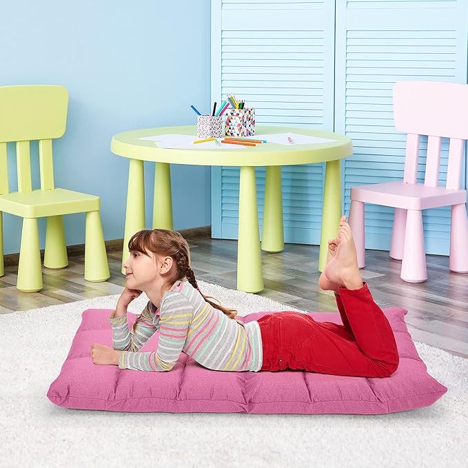 Giantex Floor Sofa Chair Video Gaming Chair with 14 Adjustable Position Padded Back Support Floor Cushioned Seat Folding Lazy Chair for Meditation Reading Watching Living Room Recliner(Pink)