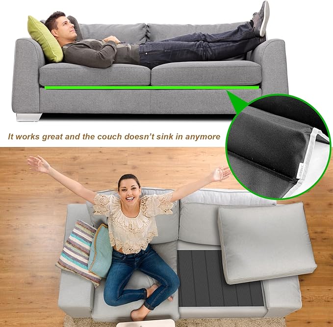 VERONLY Heavy Duty Couch Cushion Support Board to Fix Sagging Sofas 17x66 Sofa Thick Boards Add Strong Seat Supports Stays in Place Replacement Stuffing Under Couches Black