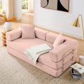 4-in-1 Folding Convertible Floor Sofa Bed 78 Oversized Compression Sofa No Assembly Required King Futon Lazy Couch Corduroy Loveseat Sleeper with Pull Out Bed Modular Futon Couch (Pink)