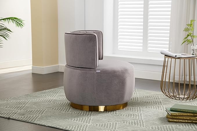 NewCosmos 360 Degree Swivel Cuddle Barrel Accent Sofa Chairs Round Armchairs with Wide Upholstered Fluffy Velvet Fabric Chair for Living Room Bedroom Office Waiting Rooms