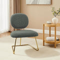 Zouron Fabric Slipper Chair Upholstered Living Room Chair with Gold Frame Armless Single Sofa Chair for Bedroom Study Black Grey