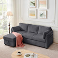 79 L Shaped Couch with Storage Ottoman 3 Seater Corduroy Sofa with 2 Pillows and Storage Pockets Convertible Small Couches for Living Room Apartment Small Spaces Home Office Grey