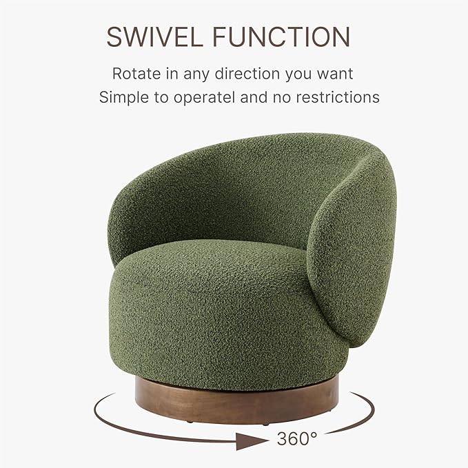 Swivel Accent Chair Round Barrel Armchair Upholstered Performance Fabric for Living Room Bedroom Reading Waitingroom1 PCSMoss Green