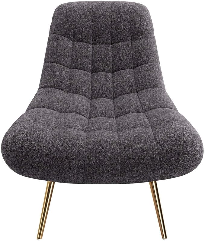 Aubrey French Lounge Chair - Grey Mid-Century Modern Accent Chair Comfortable Accent Seating for Living Room