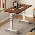Manual Adjustable Desk Standing Desk Study Table Gaming Desks Movable Writing Table Computer Desks for Home Office Workstation Multifunctional Bedside Table(Dark Brown80cm/31.49in)