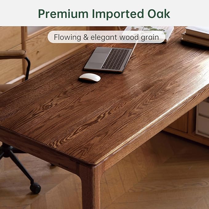 YESWOOD Rectangular Solid Wood Home Office Desk Modern Dining Table Writing Computer Desk for Sturdy Dining Room Living Room Office 62.99 W