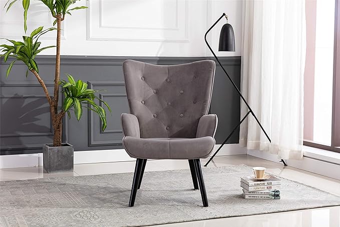 Accent Chair Living Room/Bed Room Modern Leisure Chair Silver Grey
