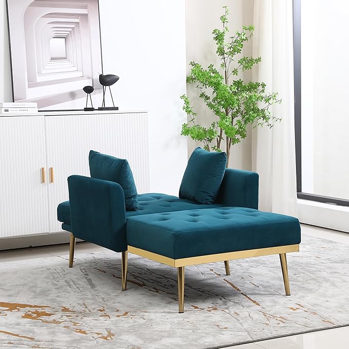 BEEY Single Sofa Accent Fabric Chair Comfy Upholstered Arm Chair Living Room FurnitureNavy 53 Loveseat Sofa Small Couches for Small Spaces Modern 2-Seater Couch with Button Tufted Back Dark Green