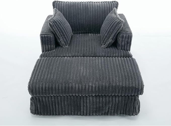 Eafurn Corduroy Accent Chair with Movable Ottoman 47.8 Oversized Reading Chair Lounge Armchair for Living Room Bedroom Small Space Modern Single Sofa Couch