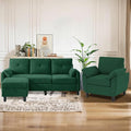 Sectional Sofa Set 77 Convertible Sofa and 35 Accent Chair Small 3 Seat L Shaped Couch with Storage Ottoman and Side Pockets Modern Couch for Living Room Office Apartment Green