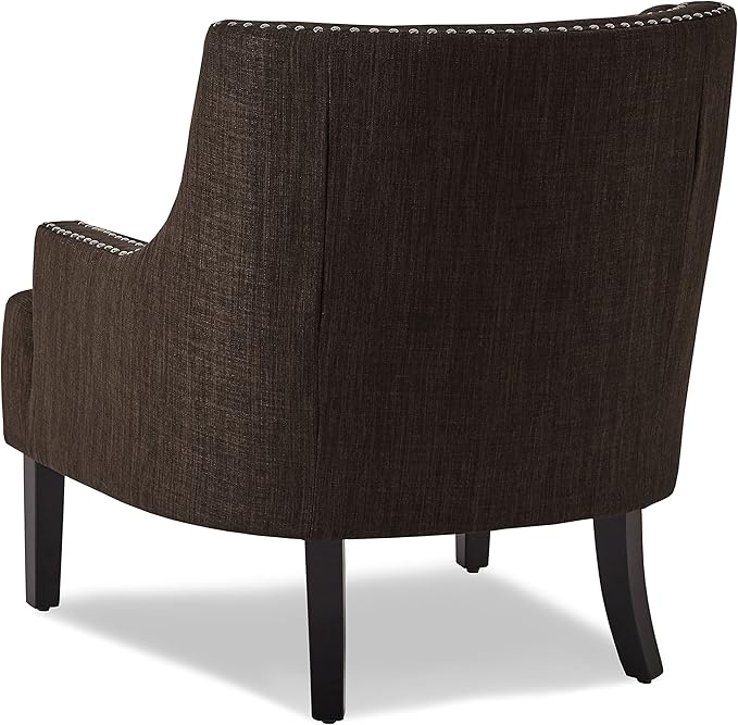 Lexicon Accent Chair Reading Chair Comfy Chair for Bedroom Upholstered Armchair with Solid Wood Frame Tufted Cushion Nail Head Trim Single Sofa Chair for Living Room Office Chocolate Chenille