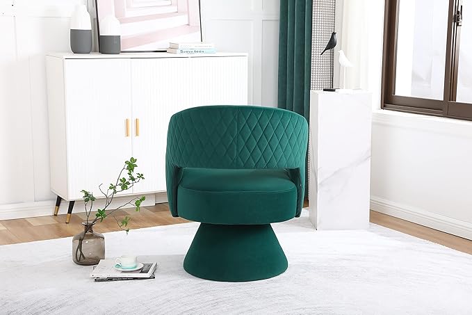 Swivel Accent Chair Armchair Round Barrel Chair in Fabric for Living Room Bedroom Green