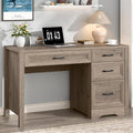 Vabches Farmhouse Executive Desk with Storage and Ample File Drawer Rustic Large Home Writing Desk for Bedroom Grey