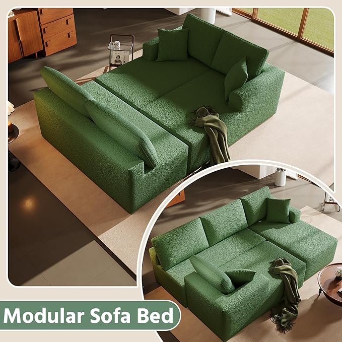 140 Modular U-Shaped Sectional Sofa 7-Seater Cloud Couch with Double Chaise Modern Sleeper SofaNo Assembly Sectional Cloud Boneless Sofa Couches for Living Room/Apartment