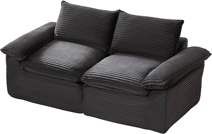 80-Inch Boneless Love Seat Couches in a Box Modern 2 Seat Floor Modular Foam Cloud Sofa Corduroy Loveseat Couch W/Pillow-top Armrests for Home Apartments Bedroom