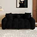 Boucle Sofa Couch 64.7 Modern Tufted Upholstered Teddy 2 Seater Loveseat Sofa with 3 Pillows Comfy Sherpa Deep Seat Cloud Couch Small Love Seat for Living Room Apartment Black