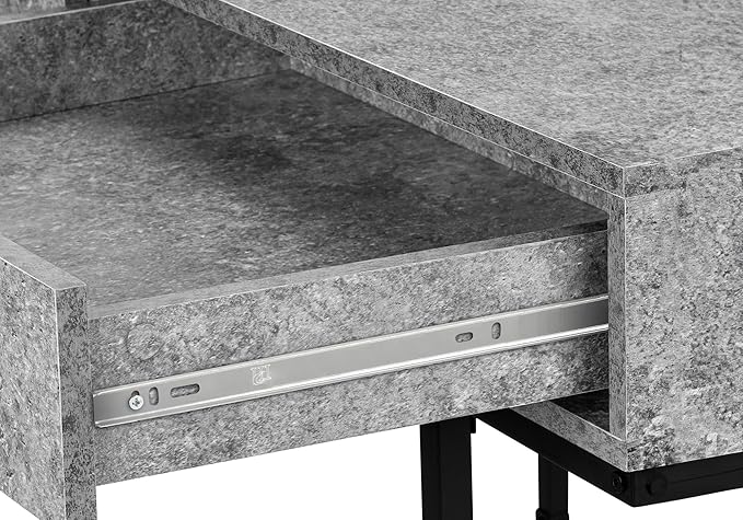 Penau Contemporary Computer Desk with 2 Storage Drawers 48 Inch Grey Stone Finish Modern Black Metal Base Versatile Home Office Desk