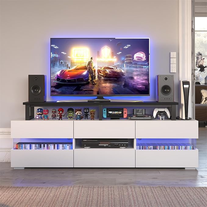 YAOHUOO 59 Large TV Riser for 32-75 inch TV TV Riser Stand Shelf with Steel Legs Tabletop TV Stand Riser for Home OfficeBlack