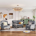 Sophia &amp William 3 Piece Living Room Furniture Set 1 Loveseat &amp 2 Accent Chairs Linen Fabric Comfy Sectional Sofa Couch for Living Room Bedroom Grey