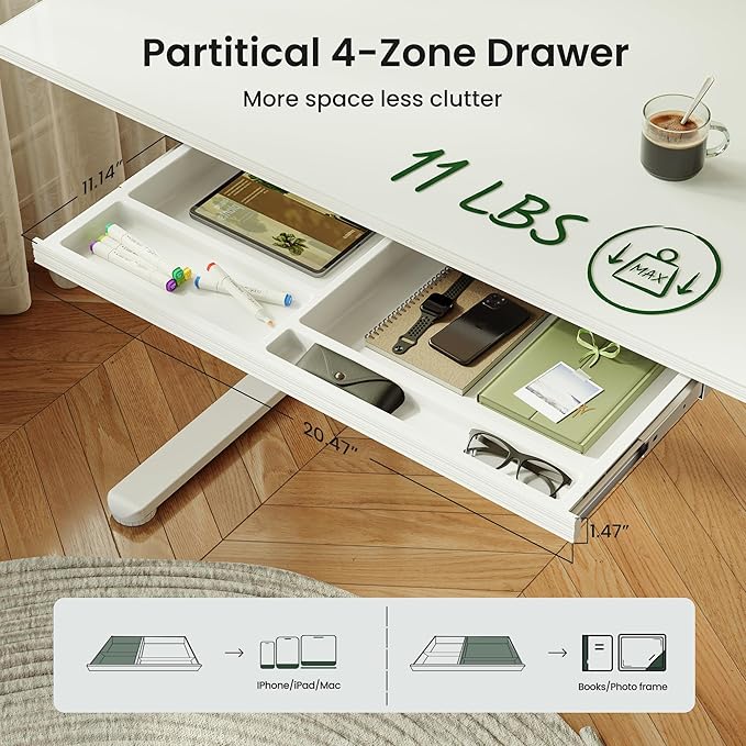 FEZIBO 55x24 inchs Electric Standing Desk - One-Piece Glass Top Height Adjustable Workstation with 4 Memory Presets Ergonomic Sit-to-Stand Table for Home Office &amp Gaming