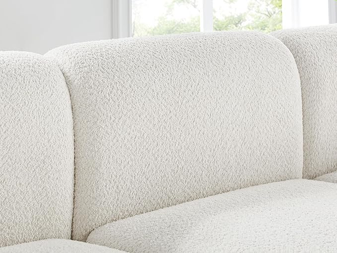 VANOMi Modular Sectional Sofa V-Shaped Corner Sectional Couch for Living Room 3 Seats Modular Sofa Cream White