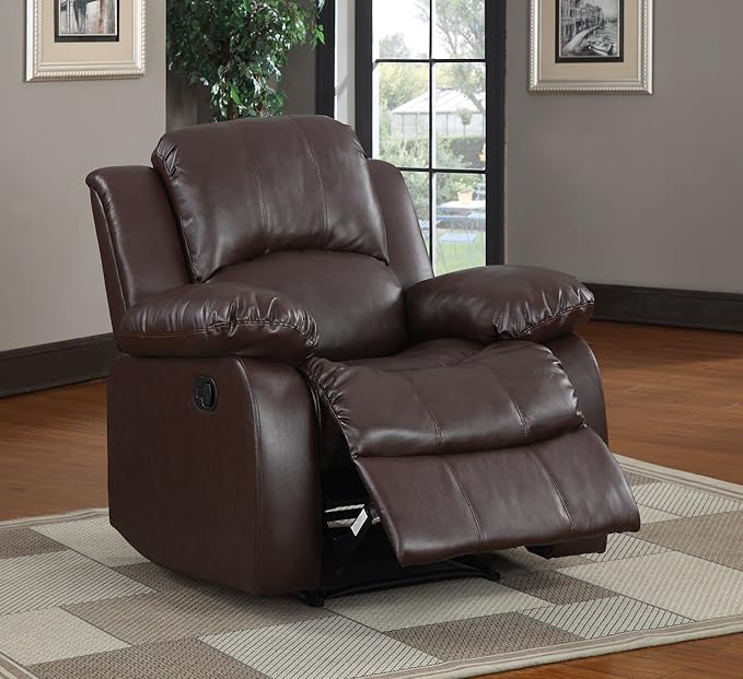 Homelegance Cranley Traditional Wall Hugger Recliner Brown Bonded Leather