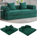 Convertible Sleeper Sofa Bed 78.5 Folding Floor Sofa Mattress Couch with Pillows Corduroy Futon Boneless Couch Lounge Loveseat with Pull Out Bed Emerald Green