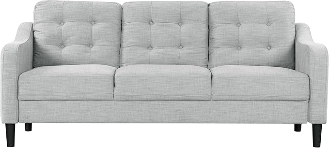 SAFAVIEH Couture Furniture Collection Nathaniel Light Grey Tufted 3-Seater Sofa