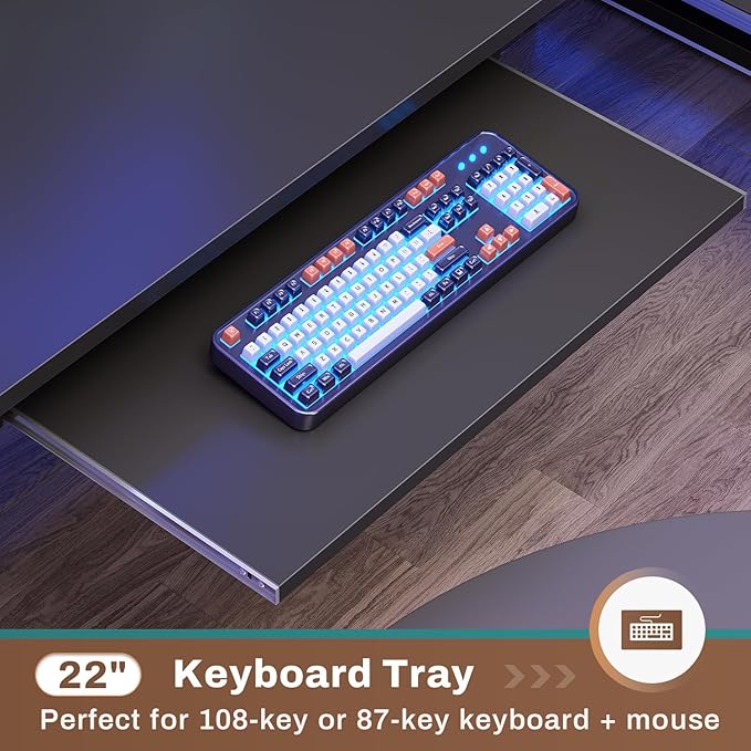 SEDETA L Shaped Gaming Desk with Hutch 57.5” Reversible Corner Computer Desk with Storage Shelves Gaming Desk with Pegboard LED Lights Power Outlet Keyboard Tray and Storage Bag Black